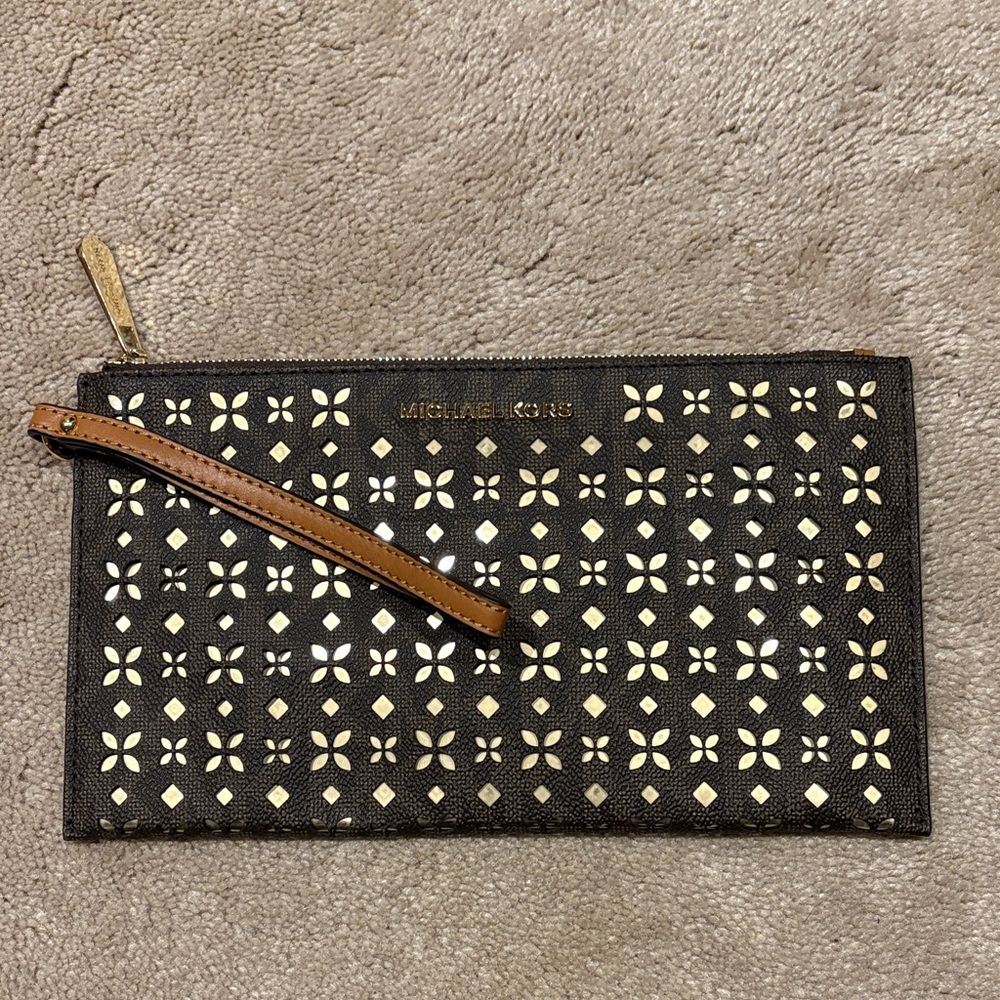 Michael Kors Black and Gold Clutch